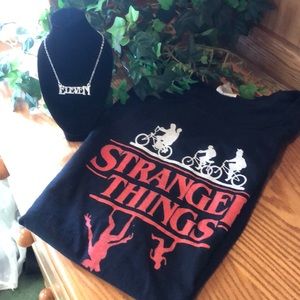 Strange Things T-shirt & Eleven Necklace Bundle